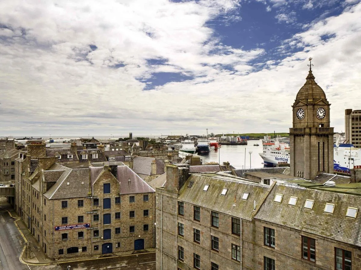 a view of a city with a clock tower at ibis Aberdeen Centre – Quayside in Aberdeen